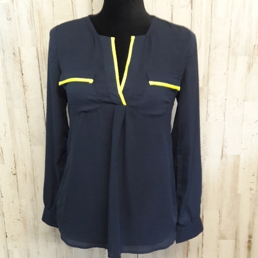 TOBI Blue Blouse Top Shirt Peplum Ruffle Flowy XS